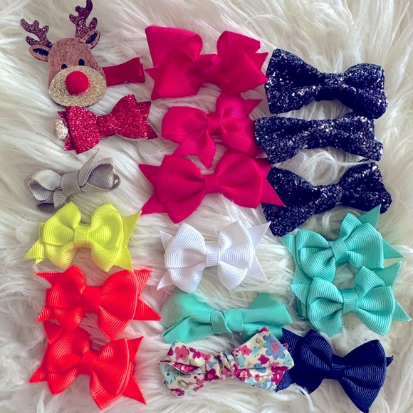 Hair bows - hair clips sparkly and floral and plain VGUC - Picture 2 of 6